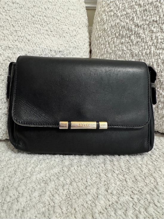 Bally Handbags - Bally Vintage Black Leather Crossbody Foldover Three Pockets Late 80s-mid 90s